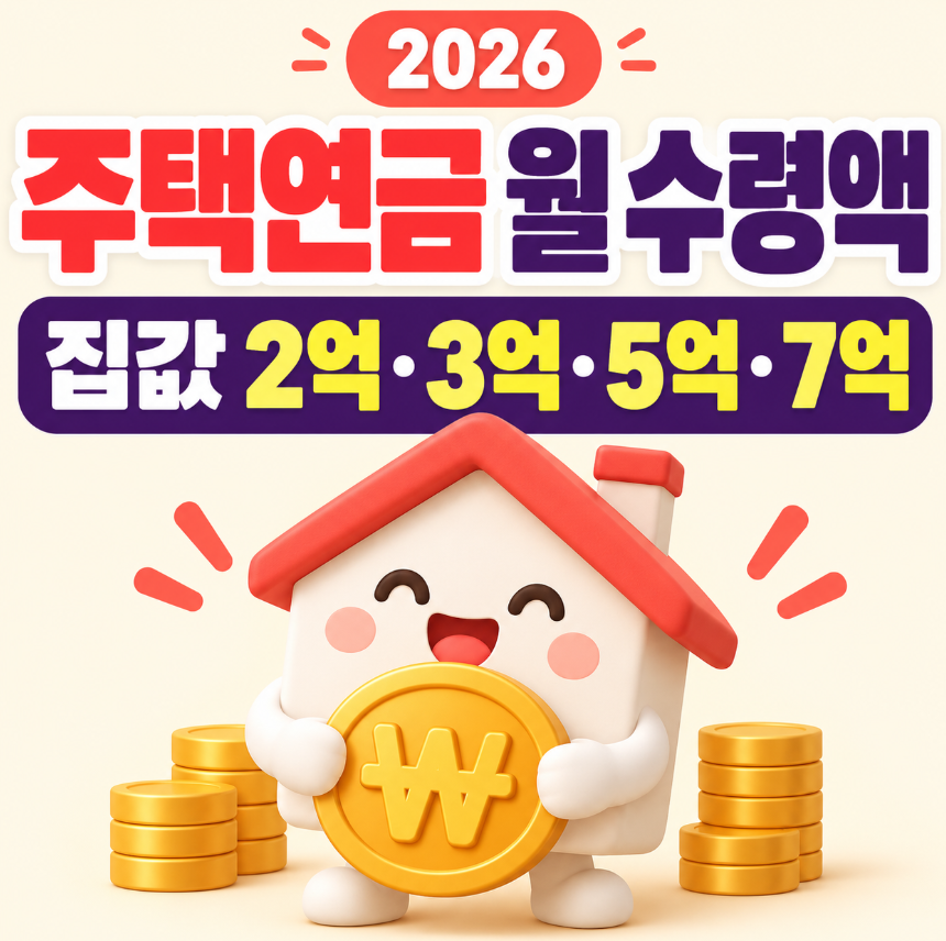 2026 주택연금 한 달에 얼마 받을까?｜집값 2억&middot;3억&middot;5억&middot;7억 월 수령액 계산