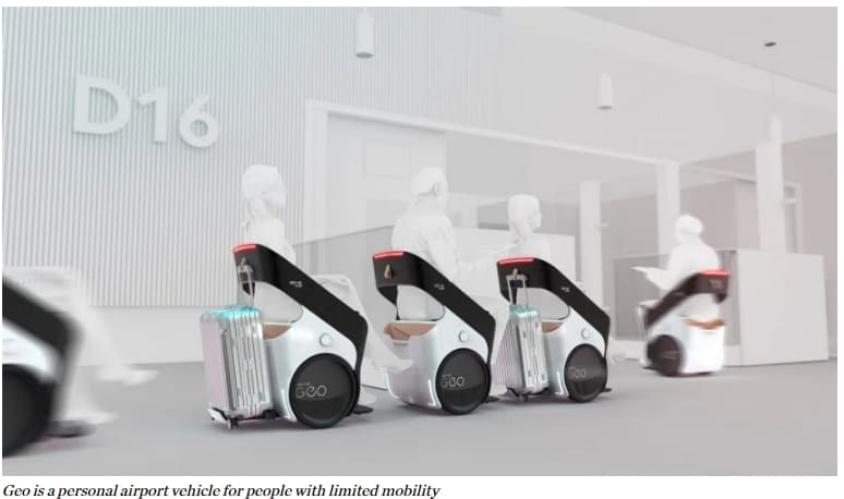장애인 승객 위한 1인용 공항 자율차량 PriestmanGoode designs vehicle to help people with reduced mobility navigate airports