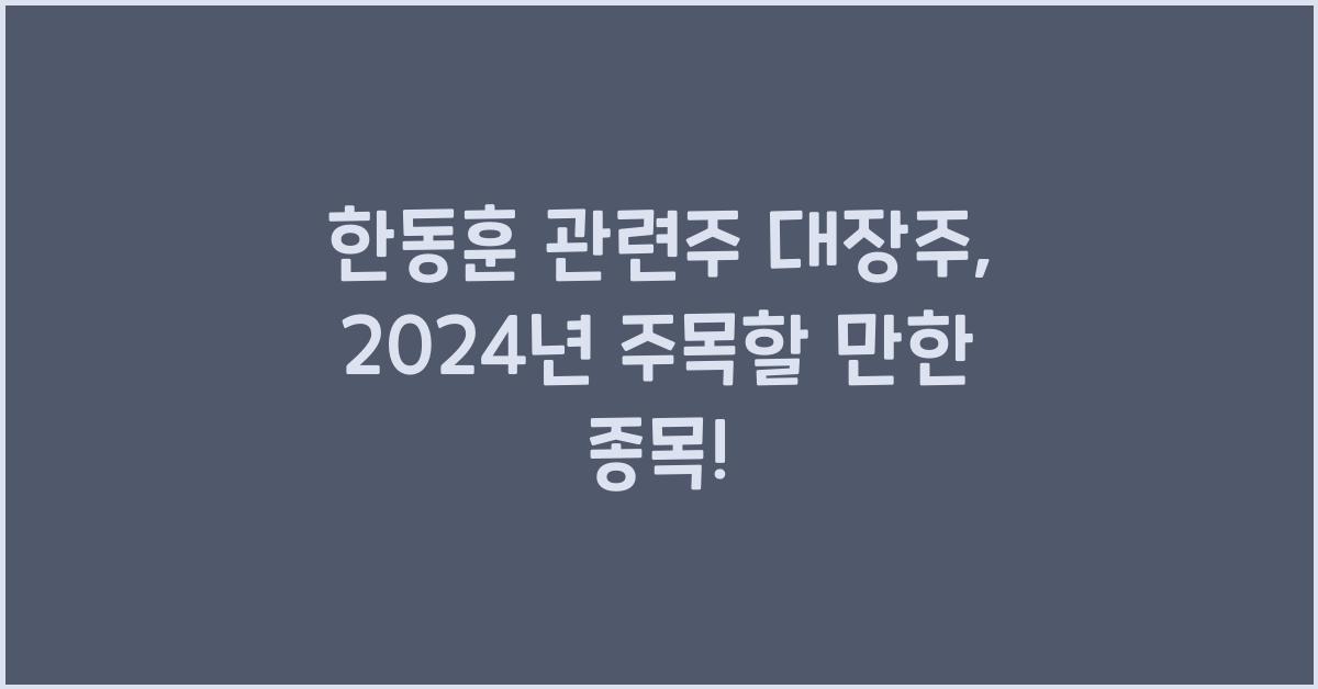 한동훈 관련주 대장주