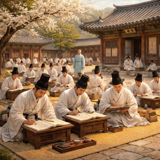 성균관에서 수업중인 선비