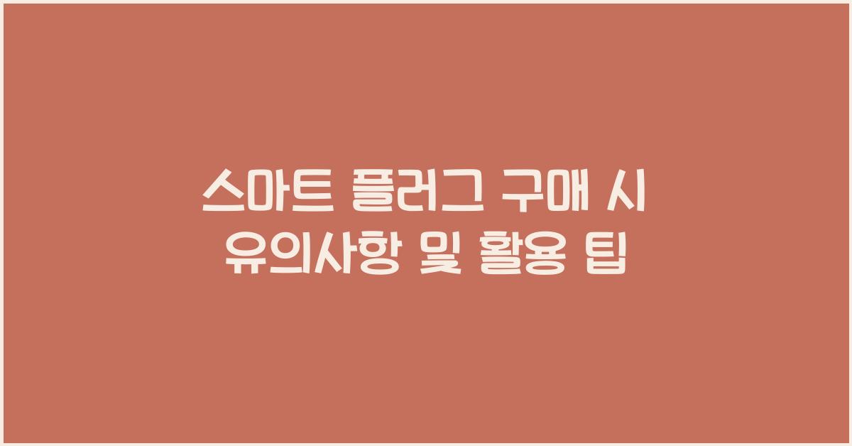 스마트 플러그 구매 시 유의사항