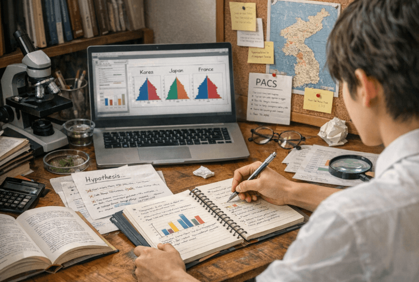 생기부에 대해 메모하며 탐구하는 모습