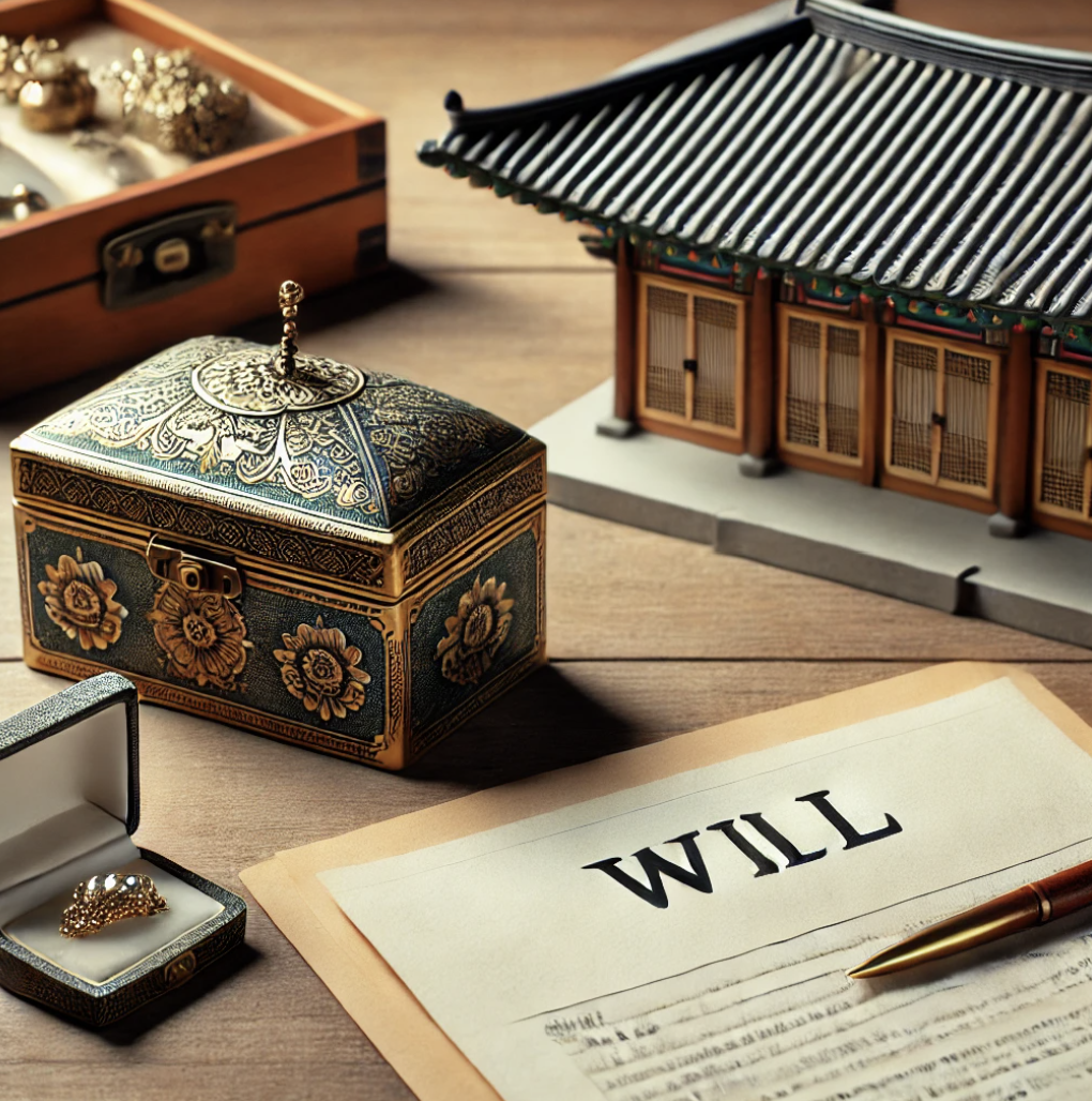 유산 물품이 담긴 상속재산 이미지