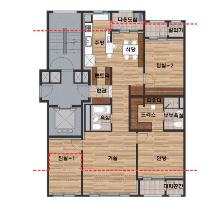 대치현대1차 리모델링 후 평면도