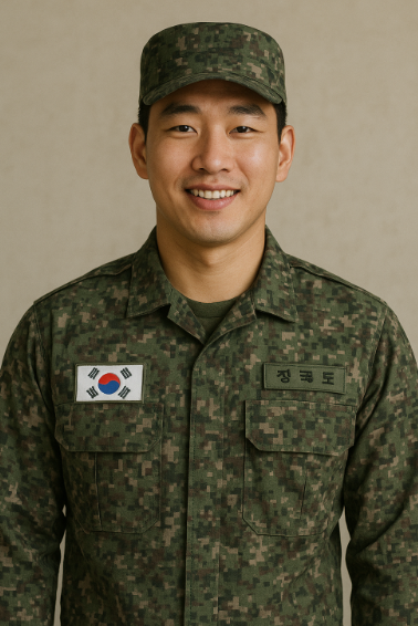 군대 입대한 한국 남성