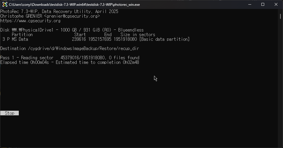 무료 파일 복구 프로그램 PhotoRec 사용하는 방법 캡처 6