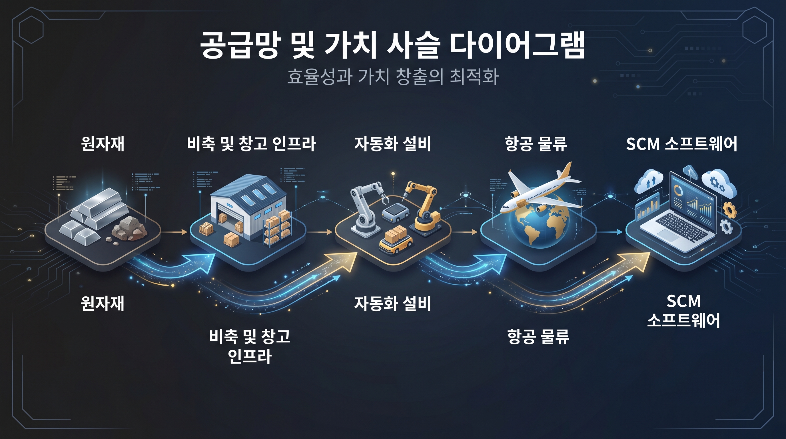 JIC 공급망 수혜 밸류체인 물류 창고 자동화 원자재 인포그래픽