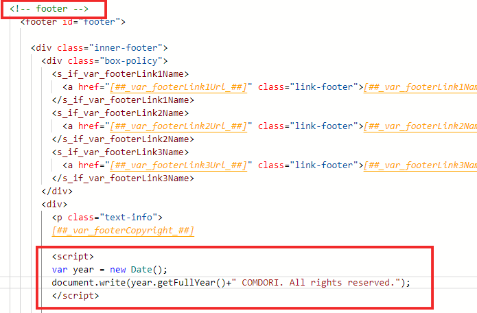 Footer Automatically Update Copyright Year