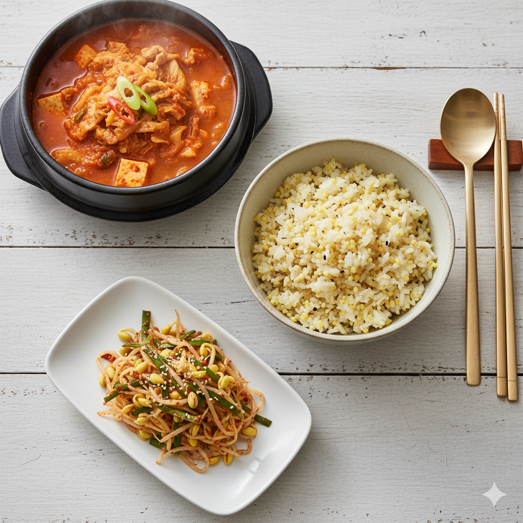 소화가 잘 되고 단백질과 비타민이 풍부해 기력 회복에 좋은 노란 기장쌀밥