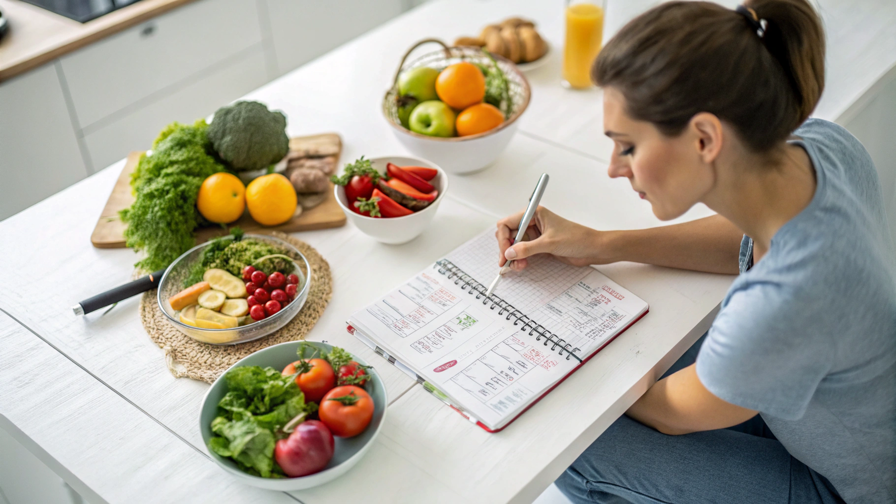 다이어트 플랜을 작성하는 여성