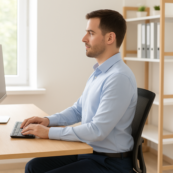 의자에 오래 앉아있는 직장인의 이미지