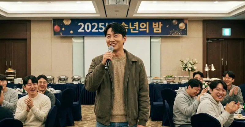 송년의 밤 인사말하는 남자