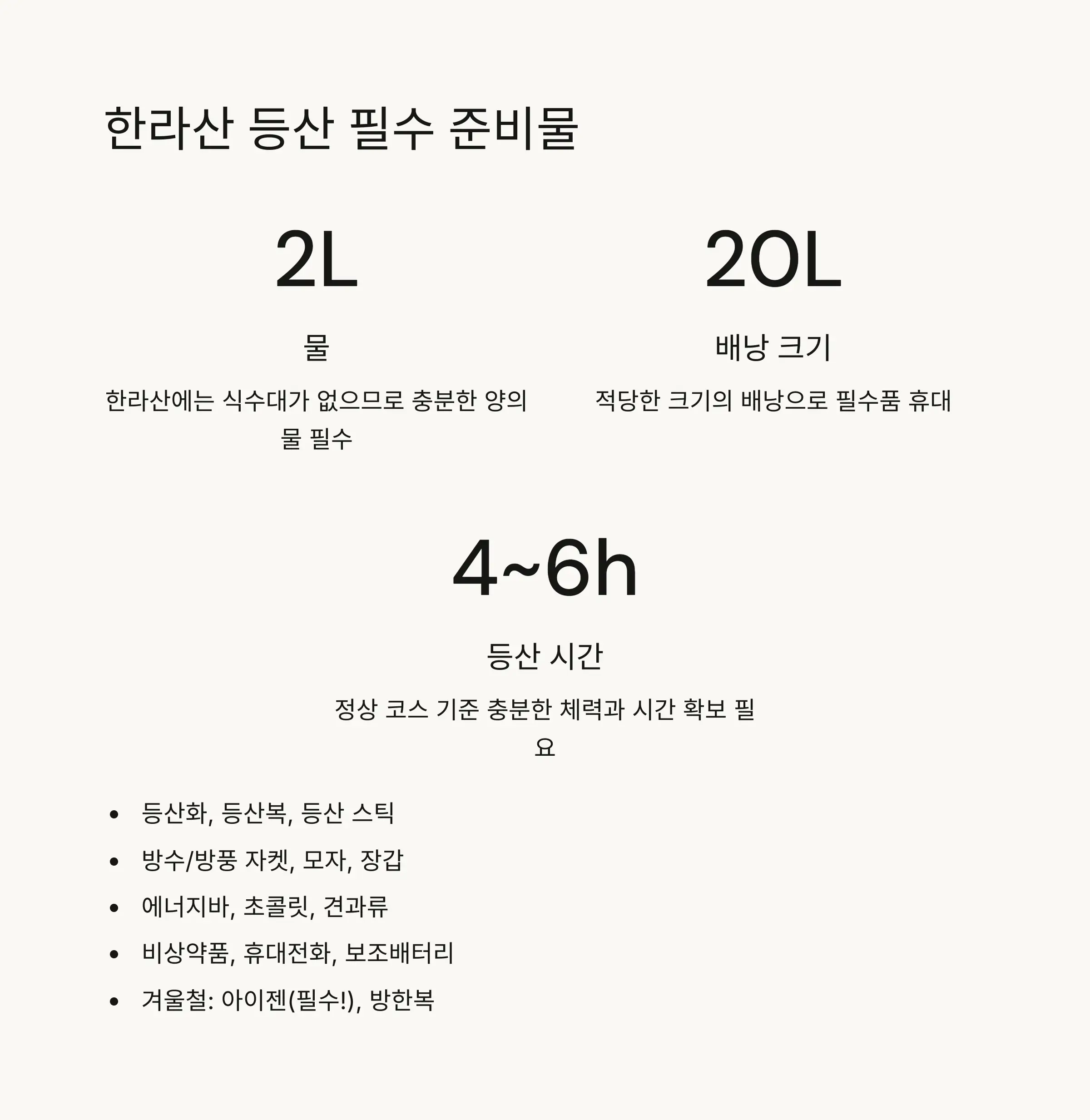 🎒 한라산 등산 준비물과 주의사항