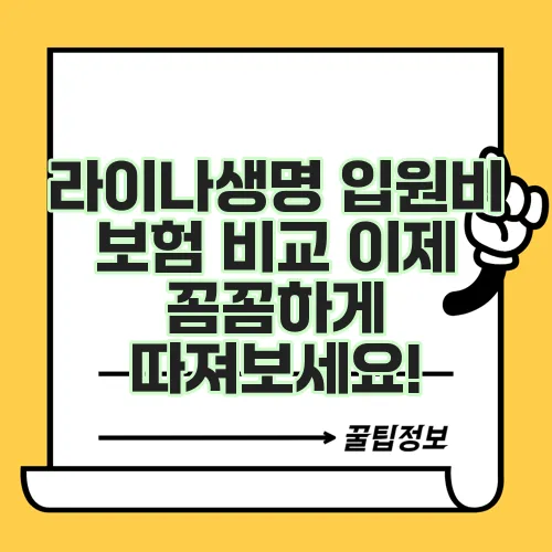 라이나생명 입원비 보험 비교 이제 꼼꼼하게 따져보세요!