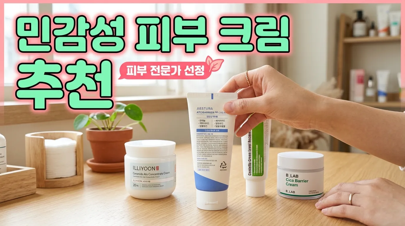 민감성 피부 크림을 성분표와 함께 고르는 장면