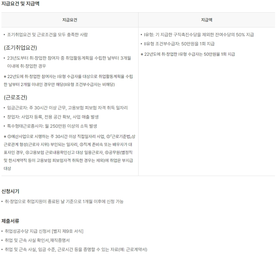 국민취업지원제도 조기취업 성공수당