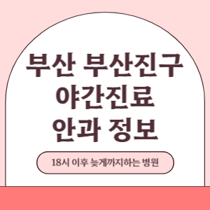 부산 부산진구 야간진료 안과 병원 (18시 이후 늦게까지하는 병원)