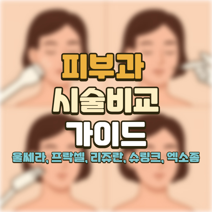 피부과 시술 비교 가이드: 리프팅부터 모공 개선까지 완전 정복(울쎄라 ,프락셀, 슈링크, 리쥬란, 엑소좀)