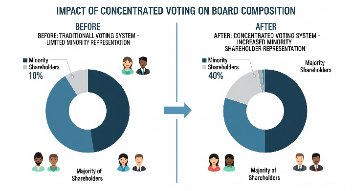 집중투표제 전후 이사회 구성 변화 인포그래픽