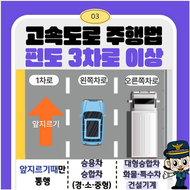 편도3차로 주행