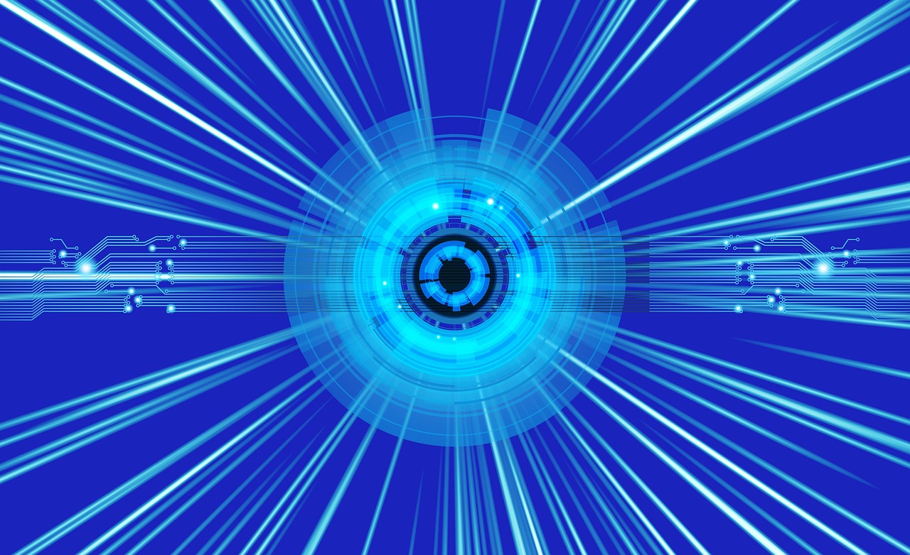 AI 데이터 흐름이 시각화된 디지털 마케팅 개념 관련 사진