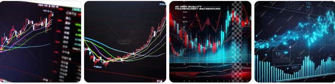 주식 상승 하락 그래프가 있는 사진 4장