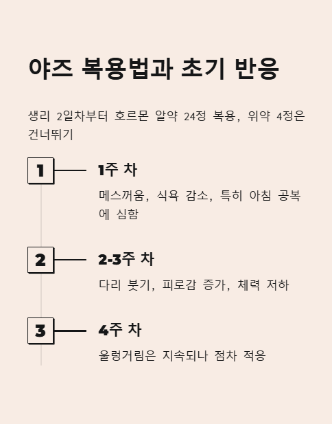야즈 복용법과 초기 반응