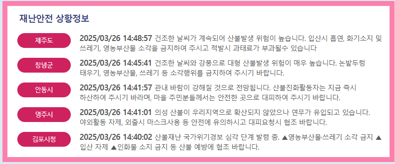 재난안전 상황정보