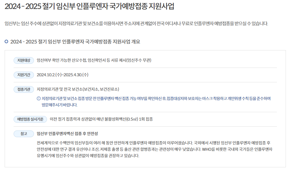 2024년 독감 예방접종