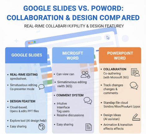 구글 프레젠테이션(Slides) vs 파워포인트 비교 이미지