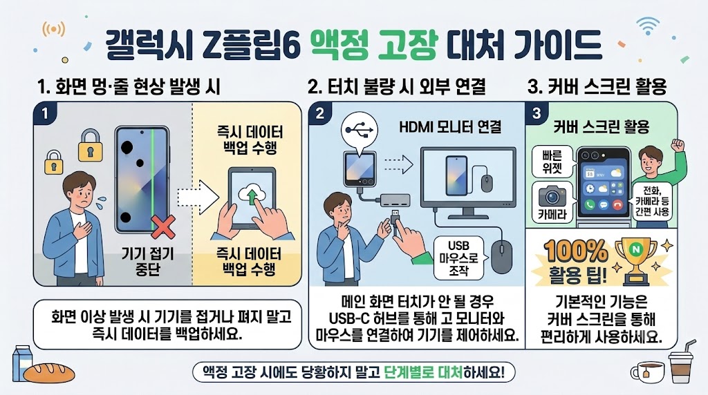 갤럭시 Z플립6 액정 고장 증상화 초기 대처법