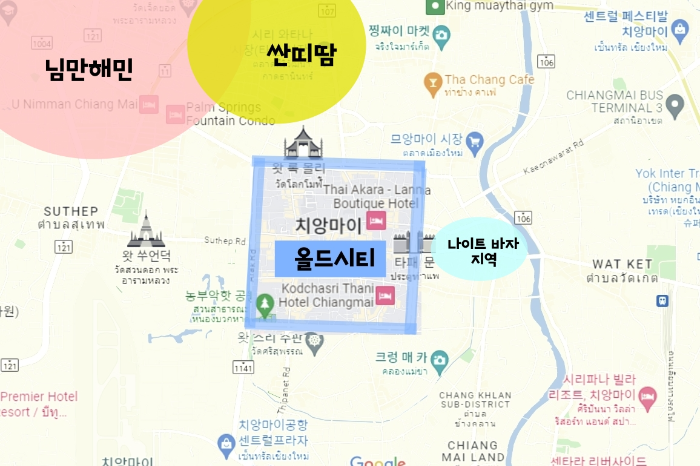 차앙마이 커피 역사 및 커피 특징 : 치앙마이 카페 투어 에필로그_치앙마이 지도