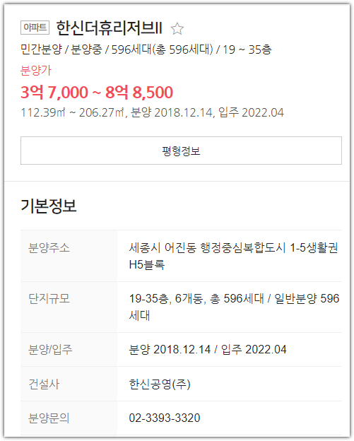 세종 한신더휴 리저브2 무순위