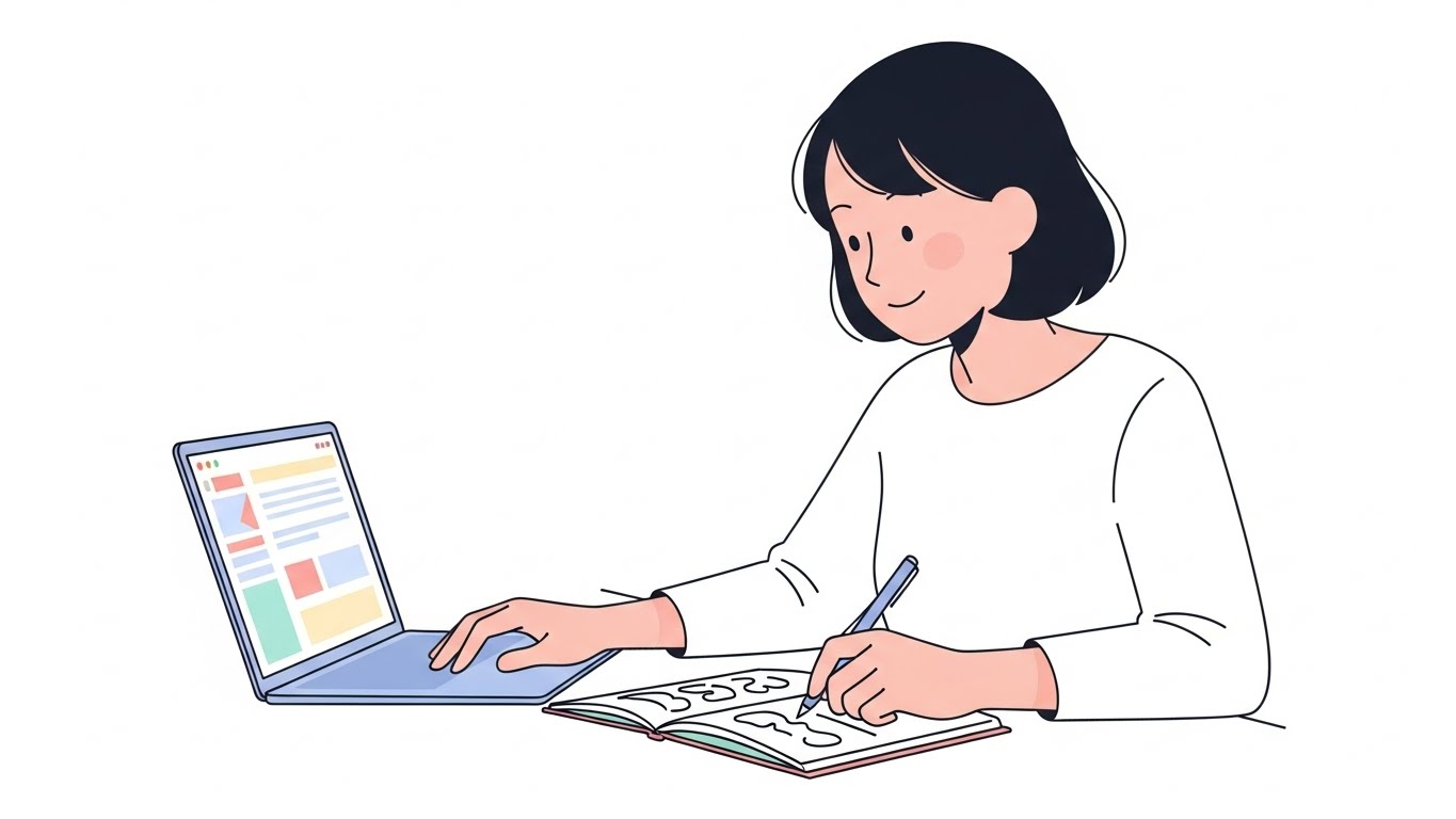 조용한 집에서 재택부업 알바 작업을 준비하는 장면으로, 환경 제약이 적어야 꾸준히 할 수 있습니다.