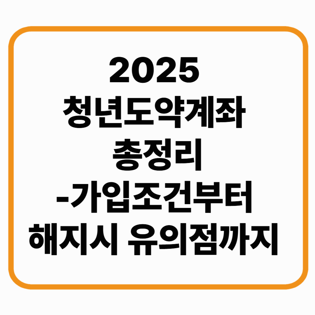 2025 청년도약계좌 총정리 – 가입 조건부터 해지 시 유의점까지