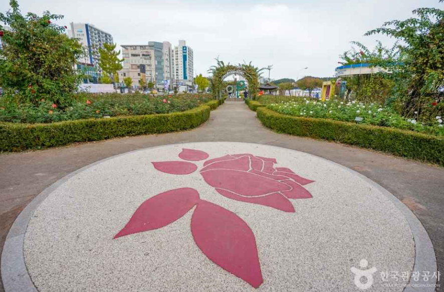 광장과 장미터널이 보이는 풍경