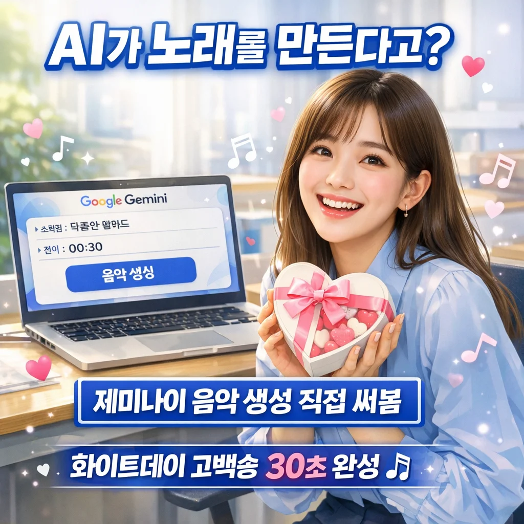 구글 제미나이 음악 만들기, 화이트데이의 달콤한 고백