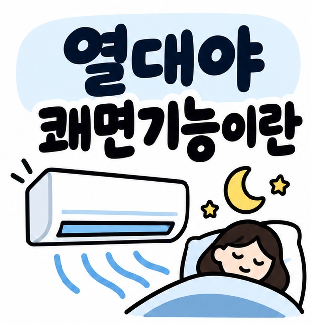 에어컨과 달·침대 아이콘 옆에 열대야 쾌면기능이란이라는 제목이 크게 적힌 대표 썸네일