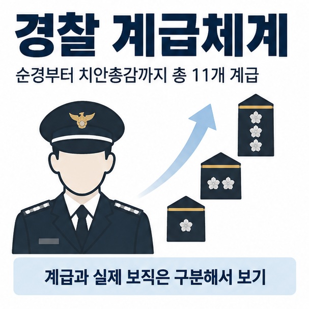 경찰 계급체계라는 제목과 순경부터 치안총감까지 11개 계급을 단계별로 정리한 대표 이미지