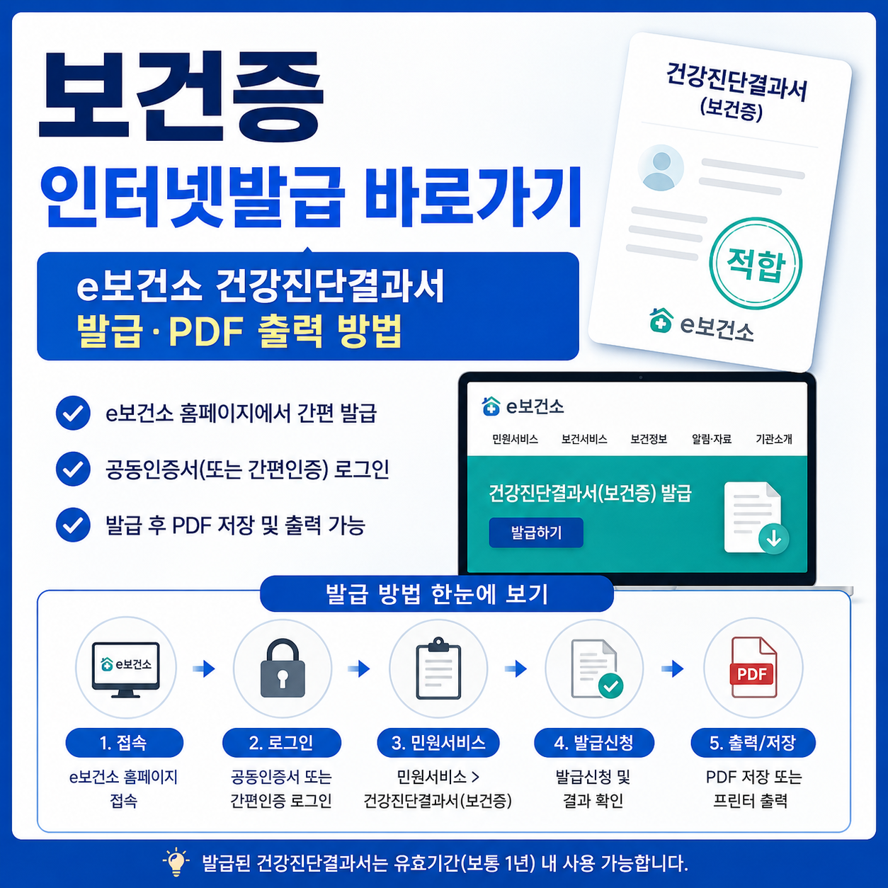 보건증 인터넷발급 바로가기 ❘ e보건소 건강진단결과서 발급·PDF 출력 방법