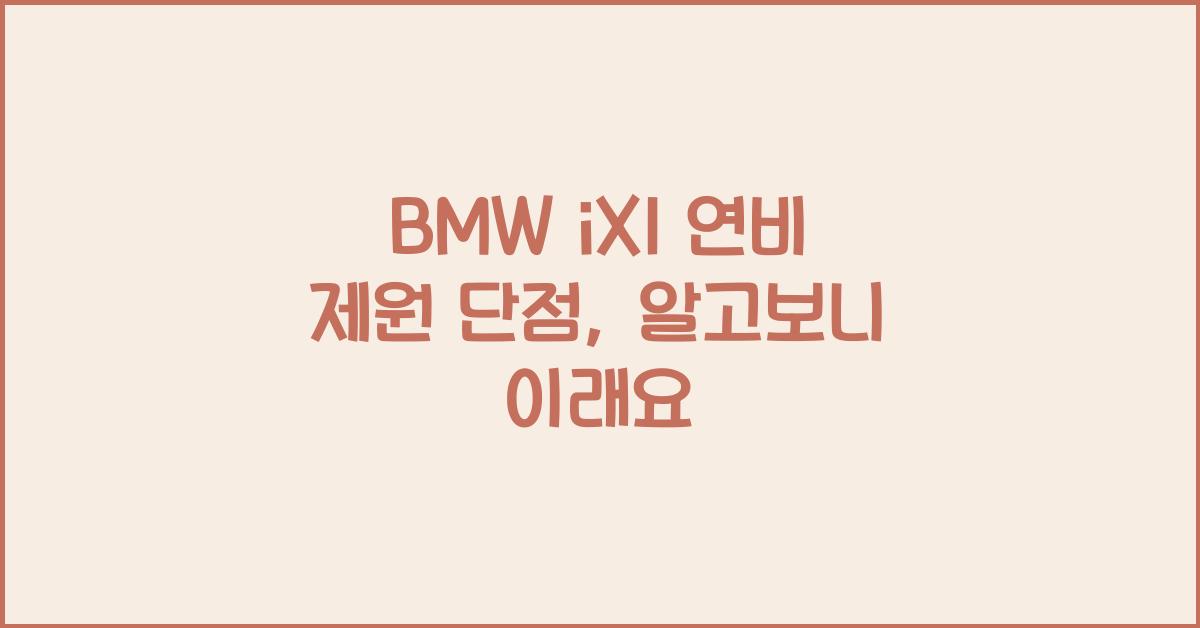 BMW iX1 연비 제원 단점