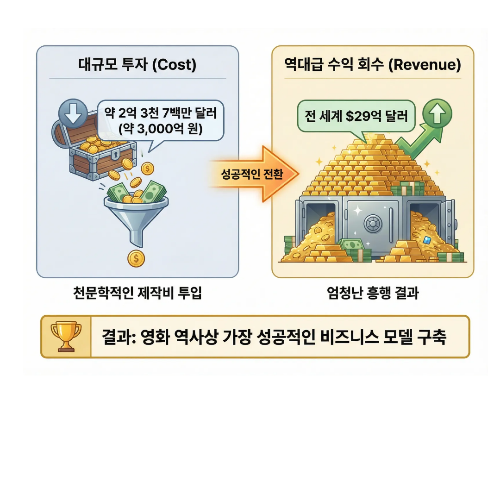 아바타 1편 역대 흥행 1위 기록 및 제작비 대비 수익 비교 그래프