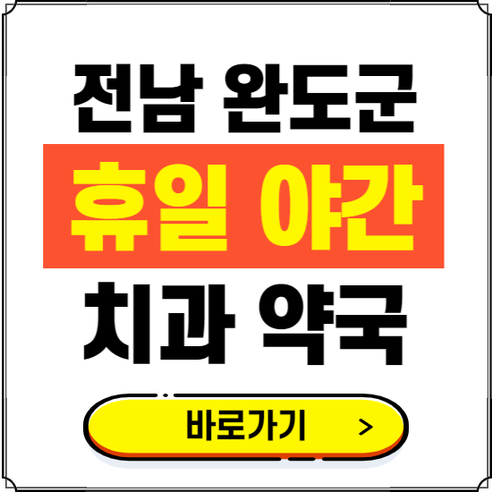 완도군 휴일 치과 병원 진료하는 곳 ❘ 365일 일요일 야간 주말 문여는 약국 찾기