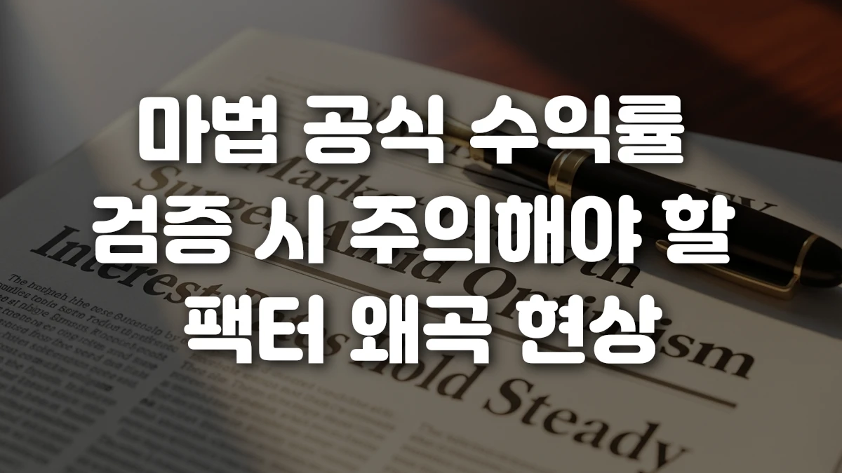 마법 공식 수익률 검증 시 주의해야 할 팩터 왜곡 현상