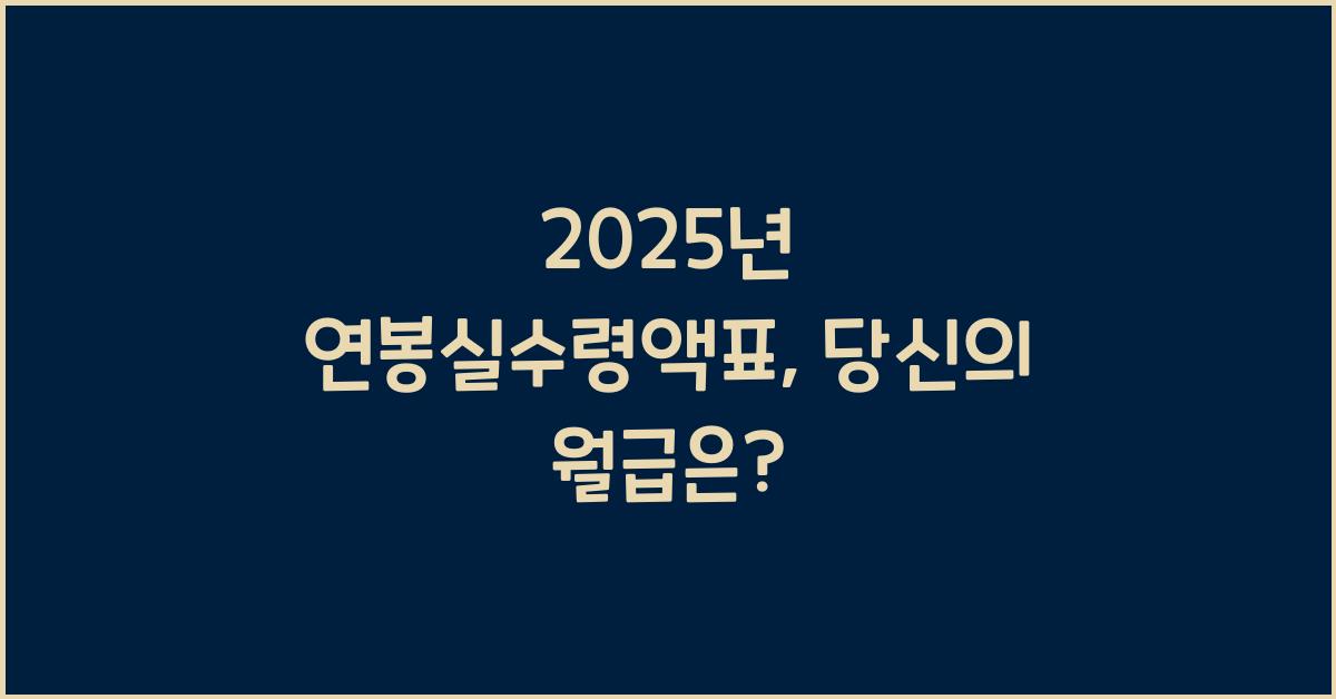 2025년 연봉실수령액표
