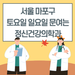 서울 마포구 토요일 일요일 정신건강의학과 진료 병원 리스트