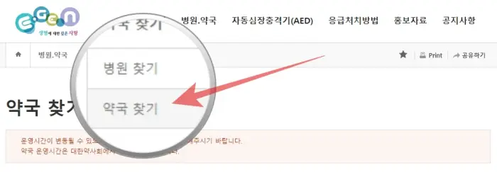 일요일 당번약국 찾기