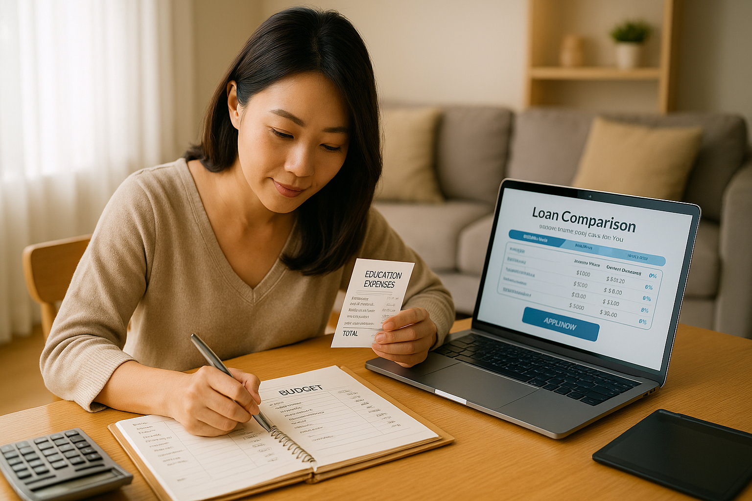 가계부에 교육비 내역을 정리하는 학보모