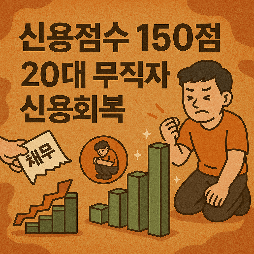 신용점수 150점 20대 무직자의 채무 극복과 신용회복 과정 일러스트