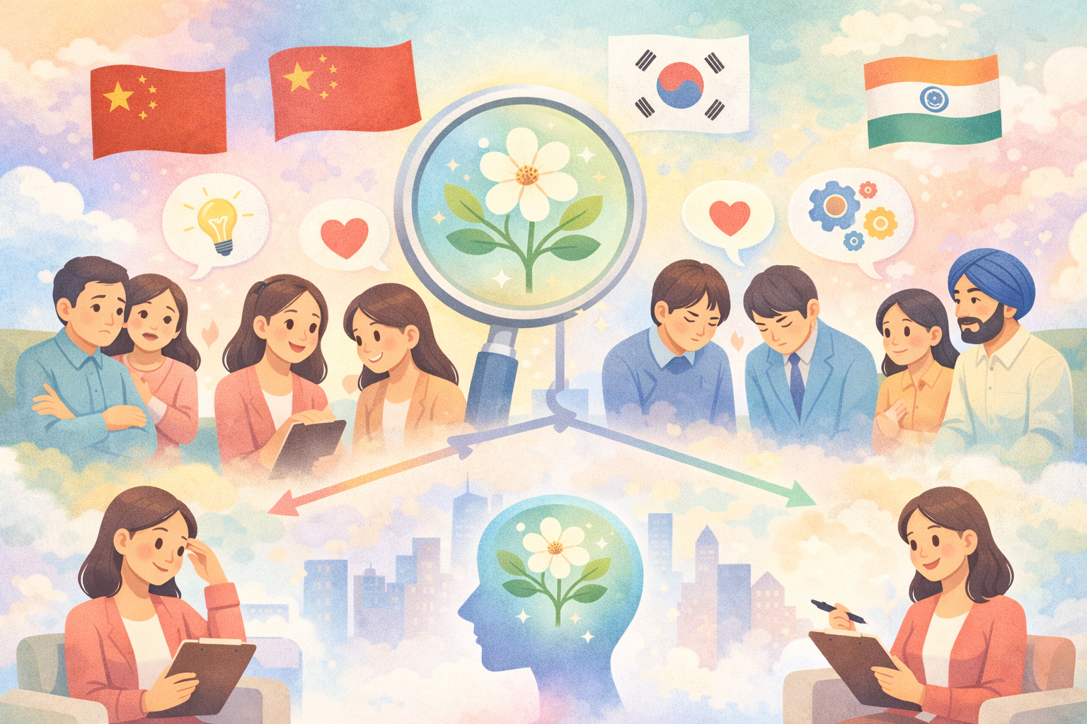 아시아 각국 심리학 인식 비교 이미지